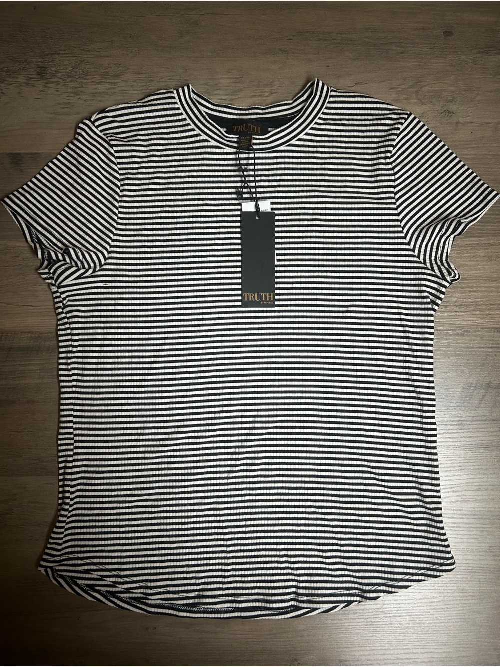 NWT Truth Black & White Striped Short Sleeve Tee